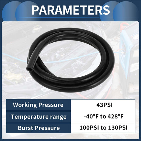 Beefed Up Silicone Vacuum Hose For Ford Vehicles 5 Feet Long 0.5 Inch ID 2.5mm Thick High Temperature Black Universal Air Vacuum Line