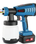 Cordless HVLP Paint Sprayer With Brushless Motor, 20V Battery, 800ml Cup, 5 Copper Nozzles, 3 Spray Patterns, 4.0Ah Battery Pack
