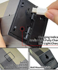 Charging port and indicators of Glow Torch Wall Lamp With 7 Color Night Light, showing micro USB connection and status lights.
