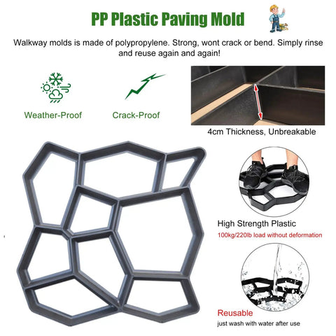 Concrete Paver Mold Kit For DIY Outdoor Pathways Irregular Stepping Stones And Walkways Reusable Plastic Molds 1 Pack 2 Pack