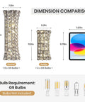 Crystal Wall Sconces Modern Chrome Luxury Indoor Lighting size comparison with dimensions, elegant H curve design