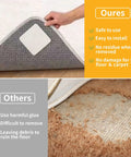 Comparison of Four Pack Washable Non Slip Rug Tape Pads to harmful glue under carpet