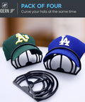Hat Brim Bender Kit 4 Pack With Dual Curve Slots And Steaming Option tools shown with caps for brim reshaping
