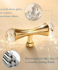 Gold Crystal Drawer Knobs Set Of Four With Jewelry Sparkle, Zinc Alloy Hourglass Cabinet Knobs With Faceted Crystal Ends