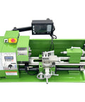 Heavy Duty 8X16 Benchtop Metal Lathe With 1100W Motor Slick Variable Speed 50 To 2500Rpm Digital Readout with green housing.