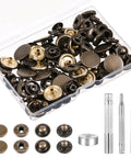 Leather Snaps And Fasteners Kit 15mm Metal Snap Button Kit With 4 Installation Tools Heavy Duty Brass Rivets Replacement For Clothing Hats