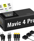Parallel Charging Hub For Mavic 4 Pro Drone Accessories, 200W Fast Charger That Lets You Charge 3 Batteries Simultaneously In About 1 Hour 30 Minutes, LCD Screen, Silent Storage Mode, Output Options.