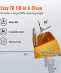 Easy clean feature of Drywall Finishing Mud Box Pro with 80 degree opening in water demonstration.