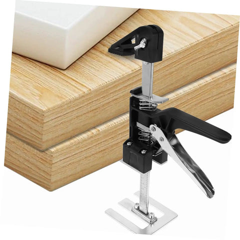 Heavy Duty Hand Lifting Tool Jack 2 Piece Set Multi Function Tile Installer For Precise Wall Placement Rock Solid Metal Build tool gripping tile on wood surface