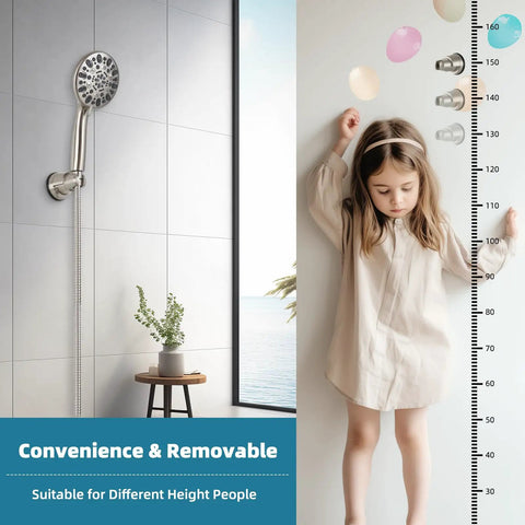 Vacuum Suction Shower Head Holder With Adjustable Height And No Drill Install