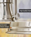 Close-up of 14 Inch Modern Industrial Pendant Light with dome shade in brushed nickel finish, showing high-quality finish and hardware design.