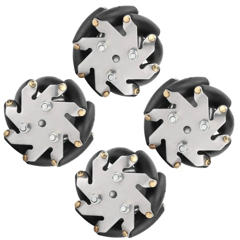 4Pcs 48mm Steel Mecanum Wheel Set For Robot Car Left And Right Omni Wheels With 8 TPR Rollers 3Kg Load Capacity Durable Drive Wheels