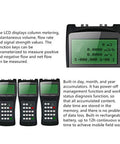 Handheld Ultrasonic Flow Meter Portable Clamp On Flow Sensor With Data Output S1 M2 L1 Sensors for DN50 to DN700, showing display screen