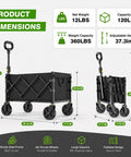 Collapsible Wagon Cart With Wheels Foldable 360 Lb Capacity Portable Heavy Duty Utility Wagon for Shopping Camping Beach Garden