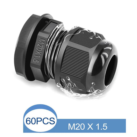 Waterproof Cable Gland Kit M20x1.5 Adjustable 6 to 12mm Nylon IP66 Compression Glands for outdoor use, single gland close-up