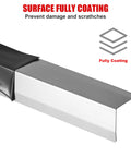 Close-up of Heavy Duty T304 Stainless Steel Wall Corner Guards, 2 X 2 Inch 48 Inch Long with black coating to prevent scratches.