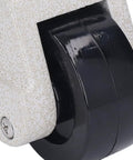 Heavy Duty 51 Millimeter Leveling Stem Casters With Height Adjustable Retractable Swivel Wheels And Real Deal Pads close-up of nylon wheel.