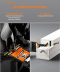 Heavy Duty Two Pack Carbide Oscillating Multi Tool Blades With Black Ice Coating For Zero Friction Cuts Through Lumber Plywood Tile And Hardened Surfaces Gear Up Your Toolbox Today, showing a close-up of blade installation on a tool.