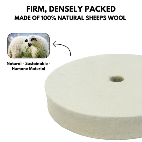 Transform Your Bench Grinder With These Heavy Duty 6 Inch Hard Felt Buff Wheels made of 100% natural sheep's wool.
