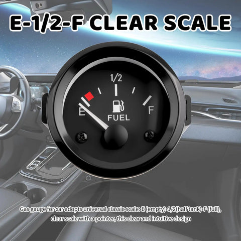 2 Inch 52mm 12V Fuel Gauge With E-1/2-F Pointer Dash, Universal 240-33 Ohm Gas Gauge Kit Includes Bracket And Nuts