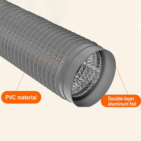 Heavy Duty Flexible PVC Aluminum Dryer Vent Hose For Range Hood And Exhaust Fans Insulated Duct Pipe HVAC Venting, close-up