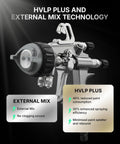 Straight Up Precision Two Component Hvlp Spray Gun One To One Mixing For Lab And Diy Work Compatible With Pressurized Paint Cans showing HVLP plus and external mix features.