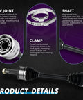 Product details showing CV joint, clamp, and shaft for Front Wheel Bearing And CV Axle Front Replacement For Dodge Magnum Charger Challenger And Chrysler 300 AWD Models Compatible With 2005 2006 2007 2008 2009 2010 2011 2012 2013 2014 2015 2016 2017 2018 2019 2020 Durable OEM Grade Auto Parts Kit.