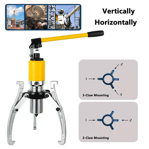 2 In 1 Hydraulic Gear Puller Kit With 2 Or 3 Jaws And Wheel Bearing Hub Separator Tool, Vertical Or Horizontal Use, Workhorse Heavy Duty