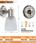 Turn Up The Vibe With This Set Of Two Modern Wall Sconces Brushed Nickel Vanity Lights featuring E26 base and frosted glass shade details.