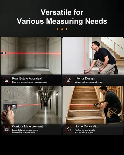 Slick Compact Laser Distance Measure 131 Ft Range With Deadly Accurate 2 Mm Precision For Pro Handyman And Home Diy Construction Projects Featuring Dual Reference Lines And 2 Aaa Batteries For No Sweat Quick Room Measurements