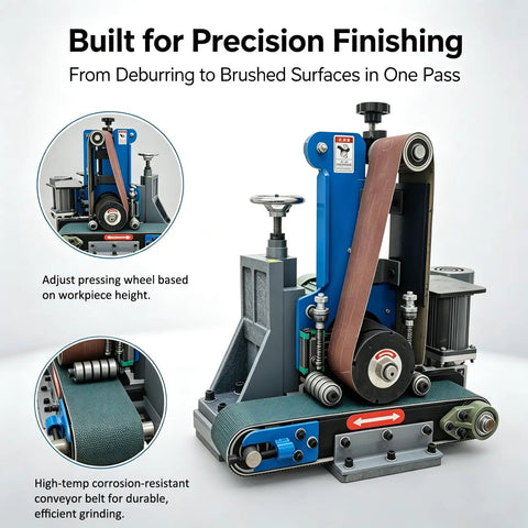 Beast Mode Belt Grinder 2.2Kw 9 Speed Benchtop Polisher with adjustable settings for slick deburring and rust removal.