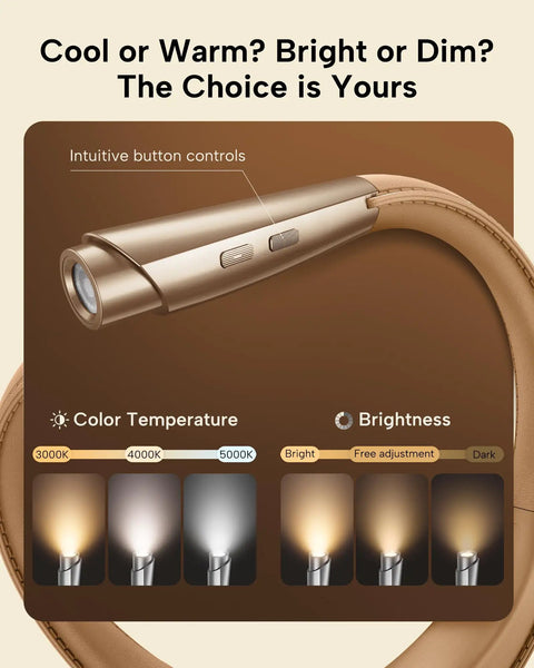 Interface of Dual LED Neck Reading Light With Two Independent Heads 3 Color Modes And 9 Brightness Levels Ultra Lightweight And Comfy