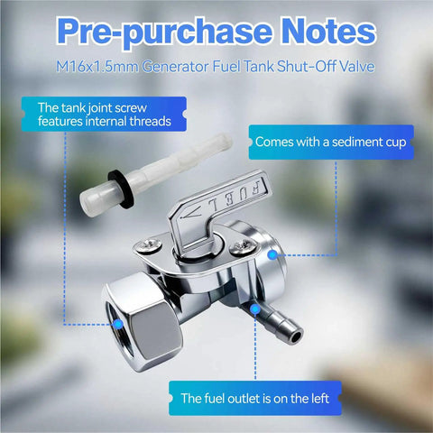 Generator Petcock Fuel Shut Off Valve With M16x1.5 Thread And 22mm Nut Universal Gas Tank Switch for Predator Generac Generators