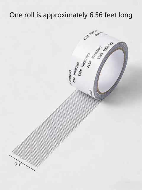 Self-Adhesive Mesh Tape For Window Screen Repair Patch roll, 6.56 feet long, 2 inches wide, durable screen fix tape for windows and doors.