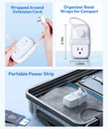 20W Travel Power Strip With 4 Outlets And 3 USB Ports Including USB C 4 Ft Wrapped Extension Cord flat in suitcase