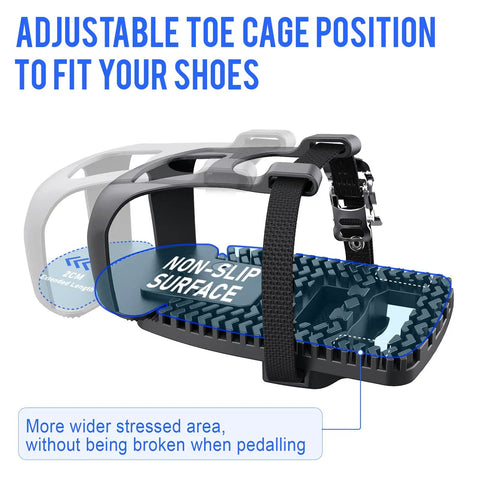 Peloton Toe Cages And Pedal Adapters For Regular Shoes Convert Look Delta Pedals Adjustable, non-slip surface detail