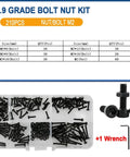 Ultimate Tiny Fastener Kit For DIY Projects M2 To M6 Metric Hex Screws Bolts Nuts In Black Carbon Steel with size chart.