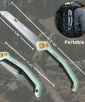 Foldable Pruning Saw 9.5 Inch SK5 Blade With Adjustable Cutting Angles For Tree Trimming Gardening Camping And Yard Work Ergonomic Non Slip Grip And Sharp Triple Cut Blade shown folded and expanded.