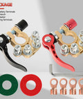 Four Way Battery Terminal Connectors Set With Pure Brass Post Clips 1 Pair Quick Release Car Marine Main Cable Terminals