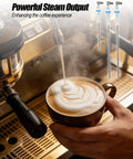 Premium Steam Probe Replacement Set For Breville Oracle Dual Boiler Coffee Makers with steam frothing milk in cup.
