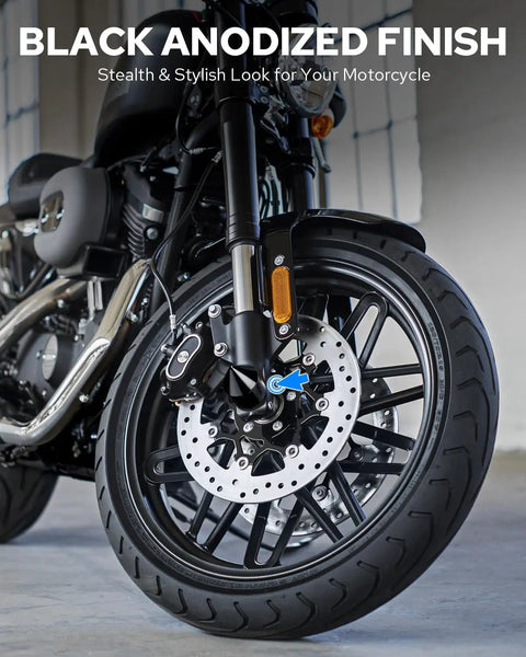 Black anodized front view of Harley Front Axle Nut Covers CNC Aluminum Axle Caps for motorcycles 2002-2024