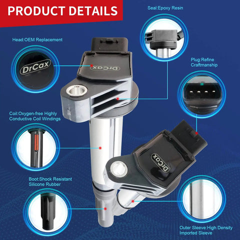 OEM Ignition Coil UF487 C1601 90919A2007 Fits Lexus ES350 RX350 RX450h Avalon Camry Highlander RAV4 Sienna Venza Evora 3.5L V6 Engines 1 Pack Easy Plug In And Reliable Spark For Your Ride with detailed part features and specifications displayed