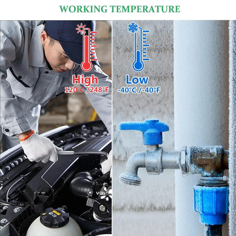 Mechanic using Pro Grade 805 Piece Rubber O Ring Kit For Cars And Home Repairs, showing high and low temperature tolerance.