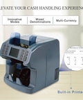 Bank Grade Money Counter And Sorter With Built In Printer Two Pocket Design For Mixed Denominations Features Display and Receipt