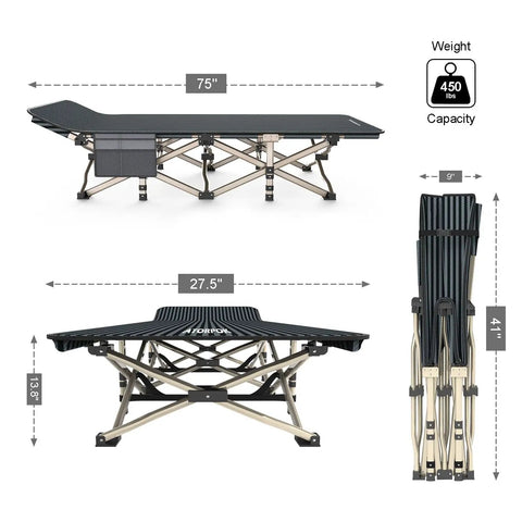 Heavy Duty Camping Cot For Adults No Fuss Setup Portable Folding Bed dimensions and carrying size
