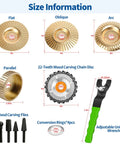 15 Piece Pro Grade Wood Carving Kit For Angle Grinders 4 Inch To 4.5 Inch Includes Flat Curved Inclined And Parallel Carving Discs