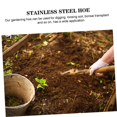 Stainless Steel Garden Hoe For Weeding And Digging Tools Heavy Duty Hand Shovel With Comfortable Grip used in soil preparation.