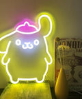 Pom Purin Neon Sign LED Light 3D Wall Art Cute Cartoon Dog Lamp Decor 14 inch Lemon Yellow Pink on Acrylic for Bedroom