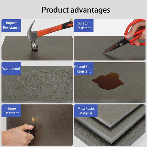 Image showing advantages of Heavy Duty Mica Insulation Board 40x40cm 16x16in Thick 1.5cm including impact, scratch, and stain resistance.