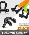 Beefy Heavy Duty 3/4 Inch D Ring Shackle With 7/8 Inch Screw Pin 44,000 Lbs Break Strength Ideal For Tow Straps And Recovery black shackle with tow straps